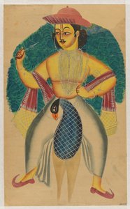 Skanda op zijn Pauw door Kolkata (Calcutta) Kalighat
